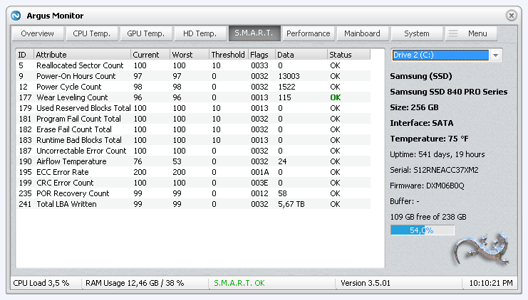 Argus Monitor screenshot